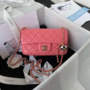 Chanel AS1787 Mini Flap Bag Football Lambskin Pink Gold - Default Title - View 1