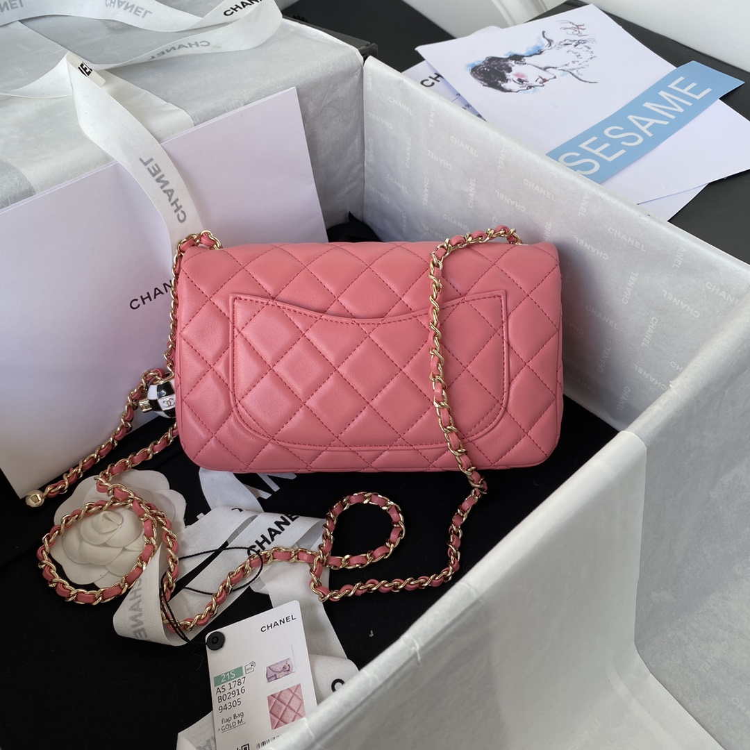 Chanel AS1787 Mini Flap Bag Football Lambskin Pink Gold - Default Title - View 2