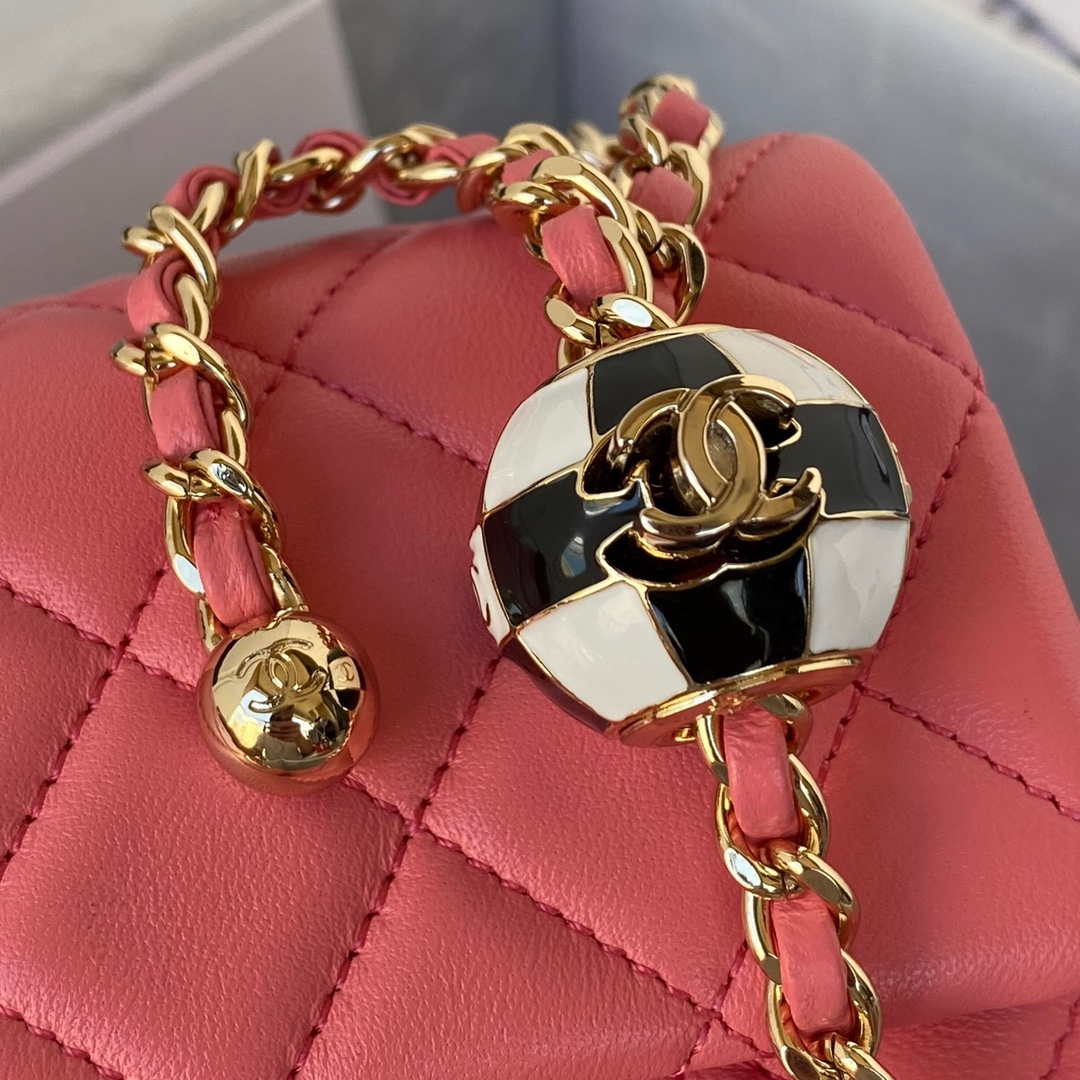 Chanel AS1787 Mini Flap Bag Football Lambskin Pink Gold - Default Title - View 4