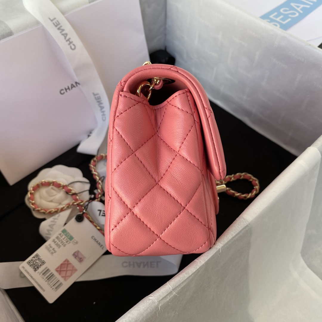 Chanel AS1787 Mini Flap Bag Football Lambskin Pink Gold - Default Title - View 5