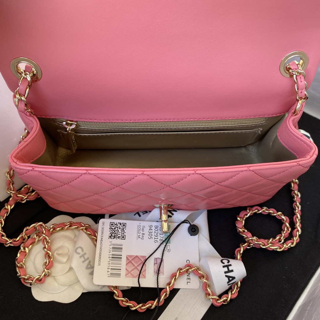 Chanel AS1787 Mini Flap Bag Football Lambskin Pink Gold - Default Title - View 7