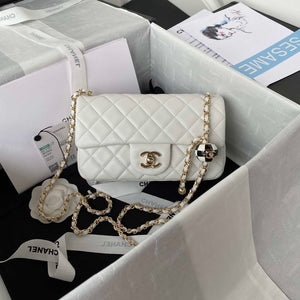 Chanel AS1787 Mini Flap Bag Football Lambskin White Gold - Default Title - View 1