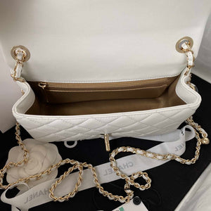 Chanel AS1787 Mini Flap Bag Football Lambskin White Gold - Default Title - View 7