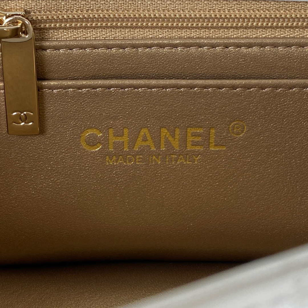 Chanel AS1787 Mini Flap Bag Football Lambskin White Gold