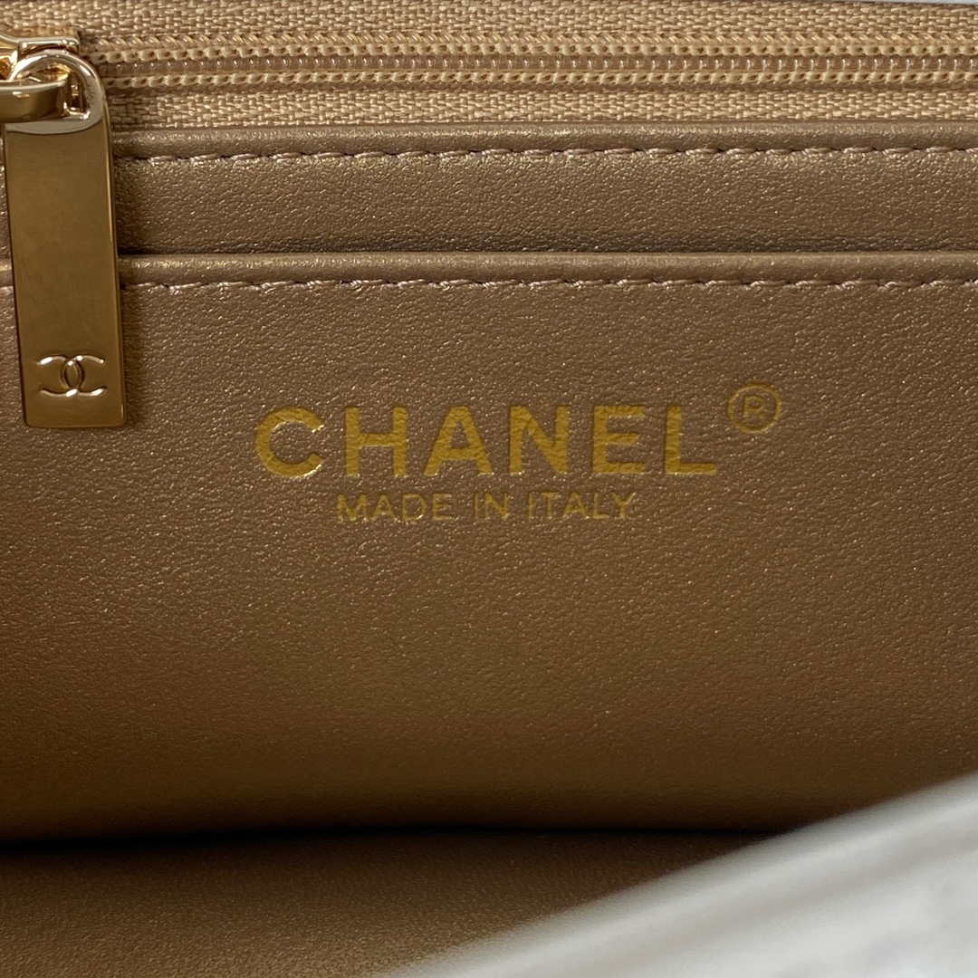 Chanel AS1787 Mini Flap Bag Football Lambskin White Gold