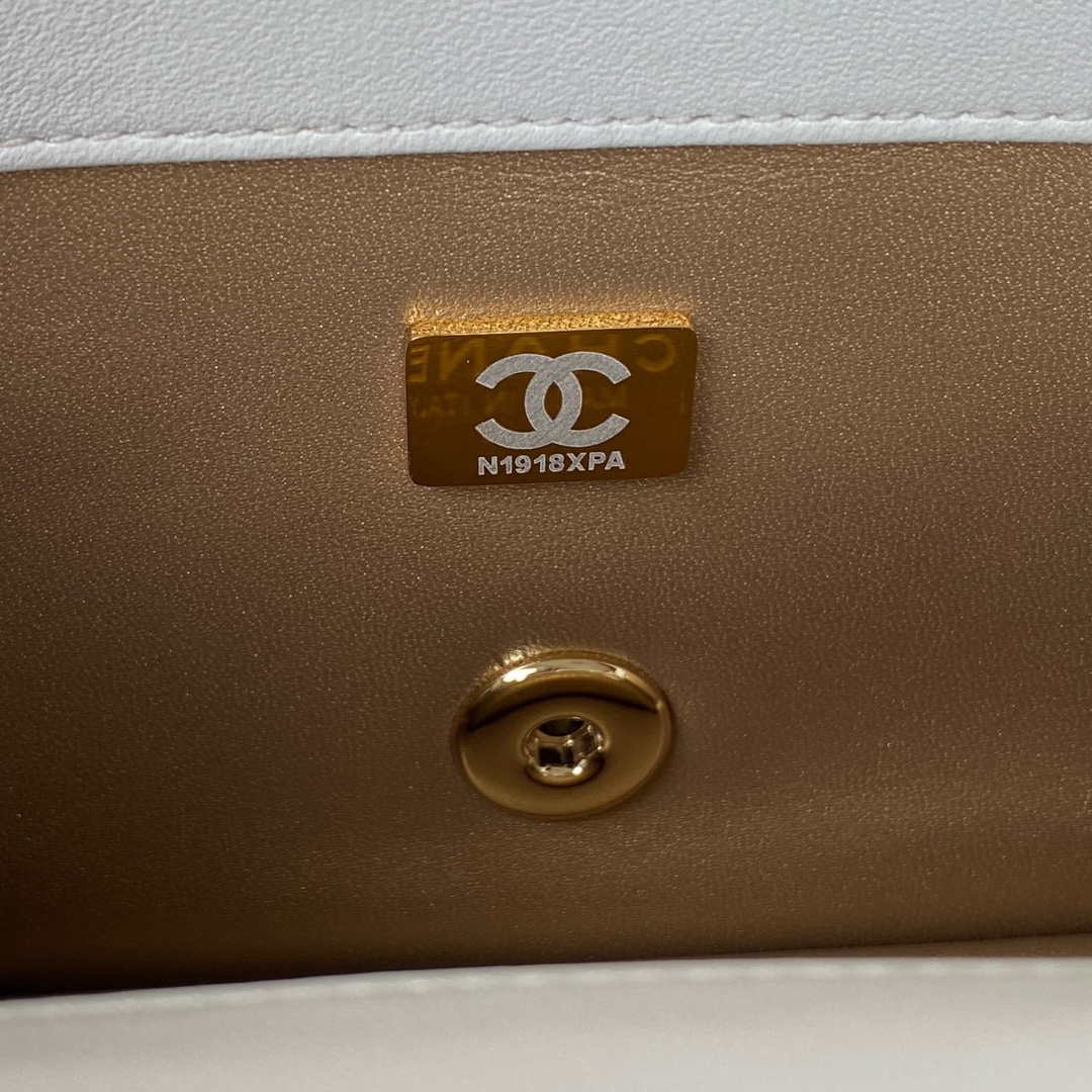 Chanel AS1787 Mini Flap Bag Football Lambskin White Gold - Default Title - View 9