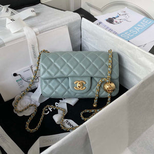 Chanel AS1787 Mini Flap Bag Lambskin Blue Gold - Default Title - View 1