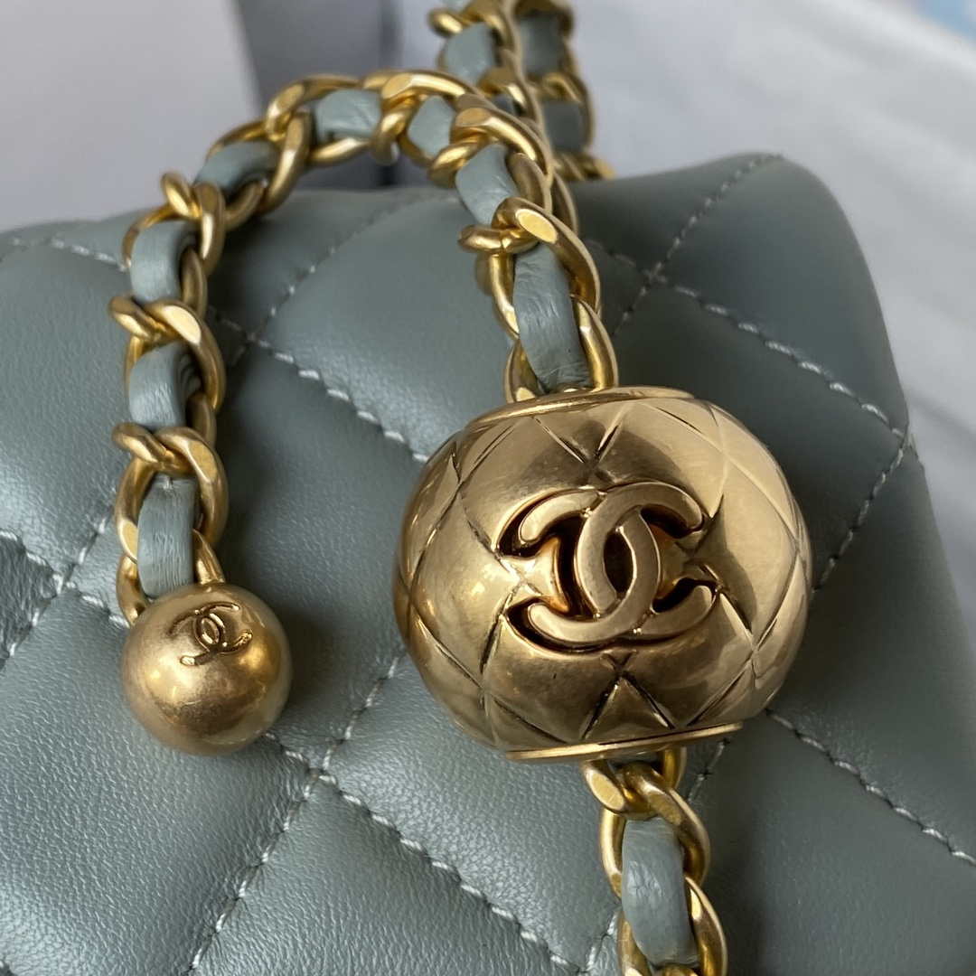 Chanel AS1787 Mini Flap Bag Lambskin Blue Gold - Default Title - View 4