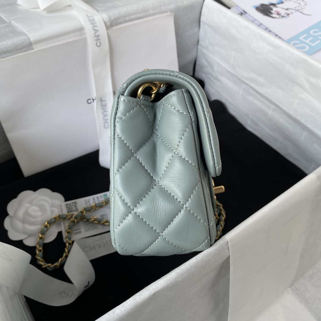 Chanel AS1787 Mini Flap Bag Lambskin Blue Gold - Default Title - View 5