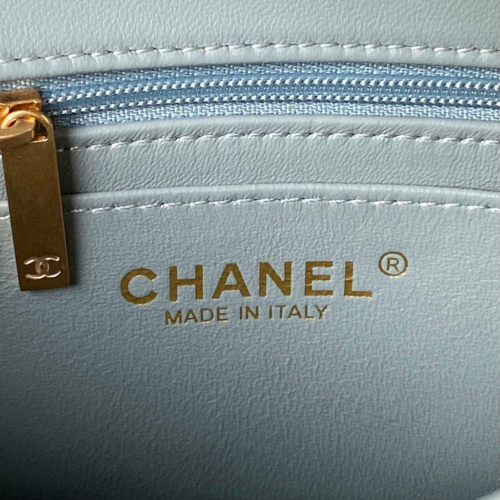 Chanel AS1787 Mini Flap Bag Lambskin Blue Gold