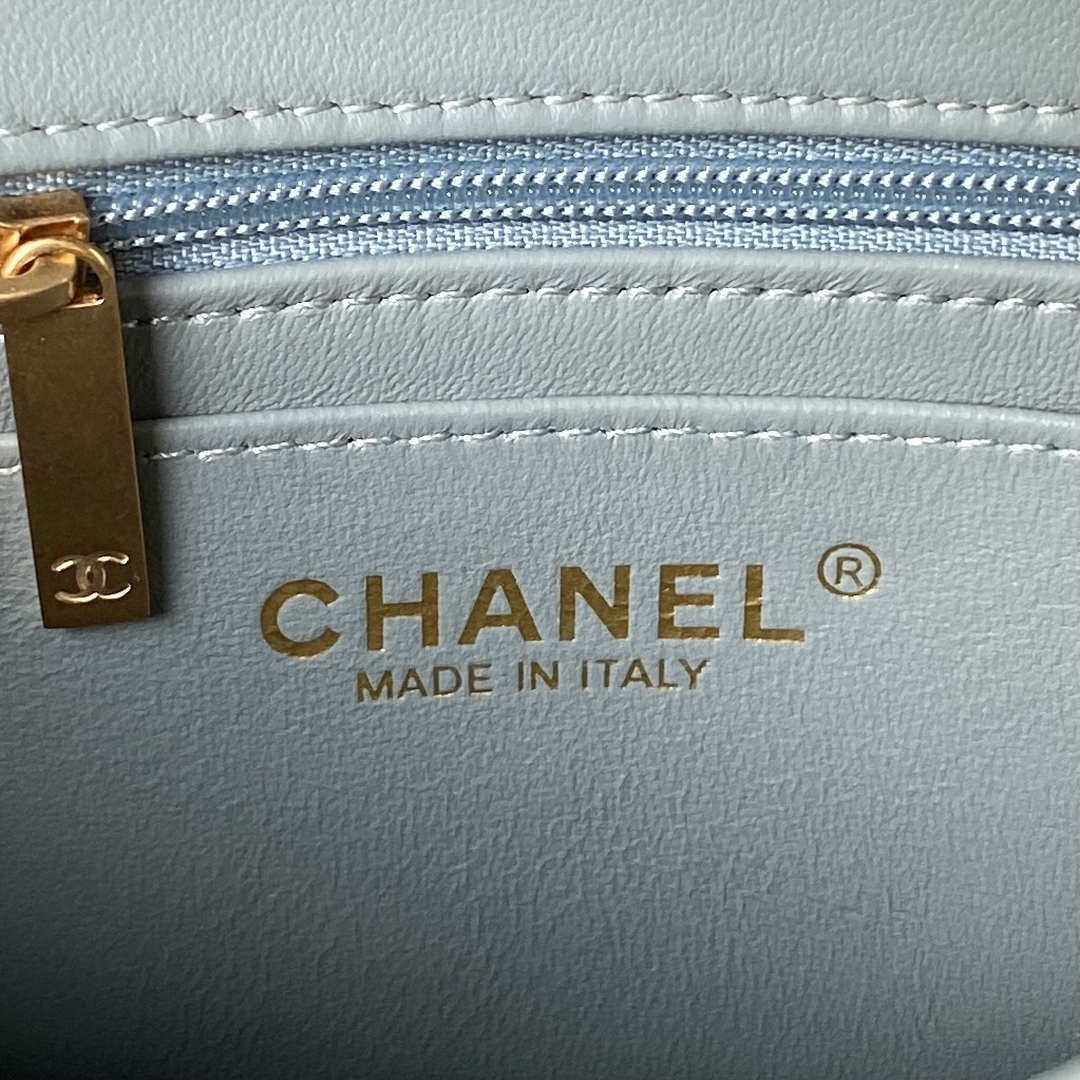 Chanel AS1787 Mini Flap Bag Lambskin Blue Gold