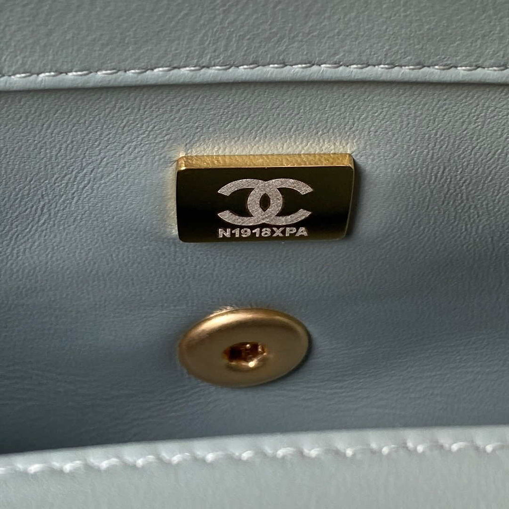 Chanel AS1787 Mini Flap Bag Lambskin Blue Gold