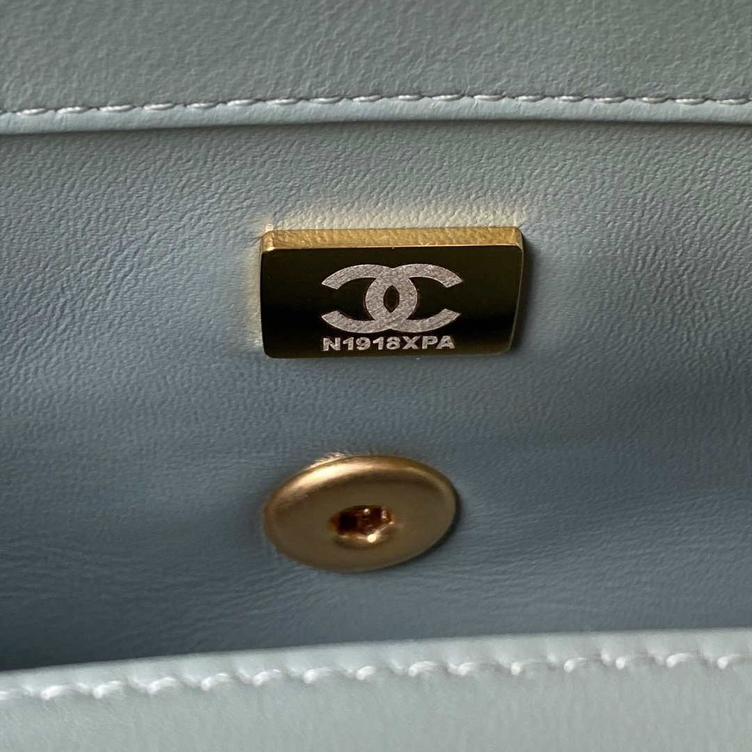 Chanel AS1787 Mini Flap Bag Lambskin Blue Gold - Default Title - View 9