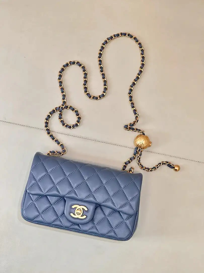 Chanel AS1787 Mini Flap Bag Lambskin Blue