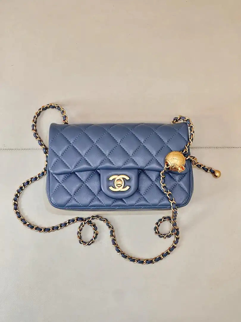 Chanel AS1787 Mini Flap Bag Lambskin Blue