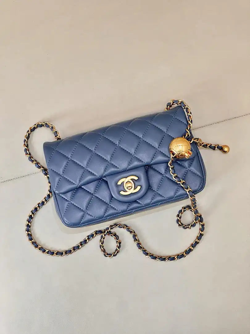 Chanel AS1787 Mini Flap Bag Lambskin Blue