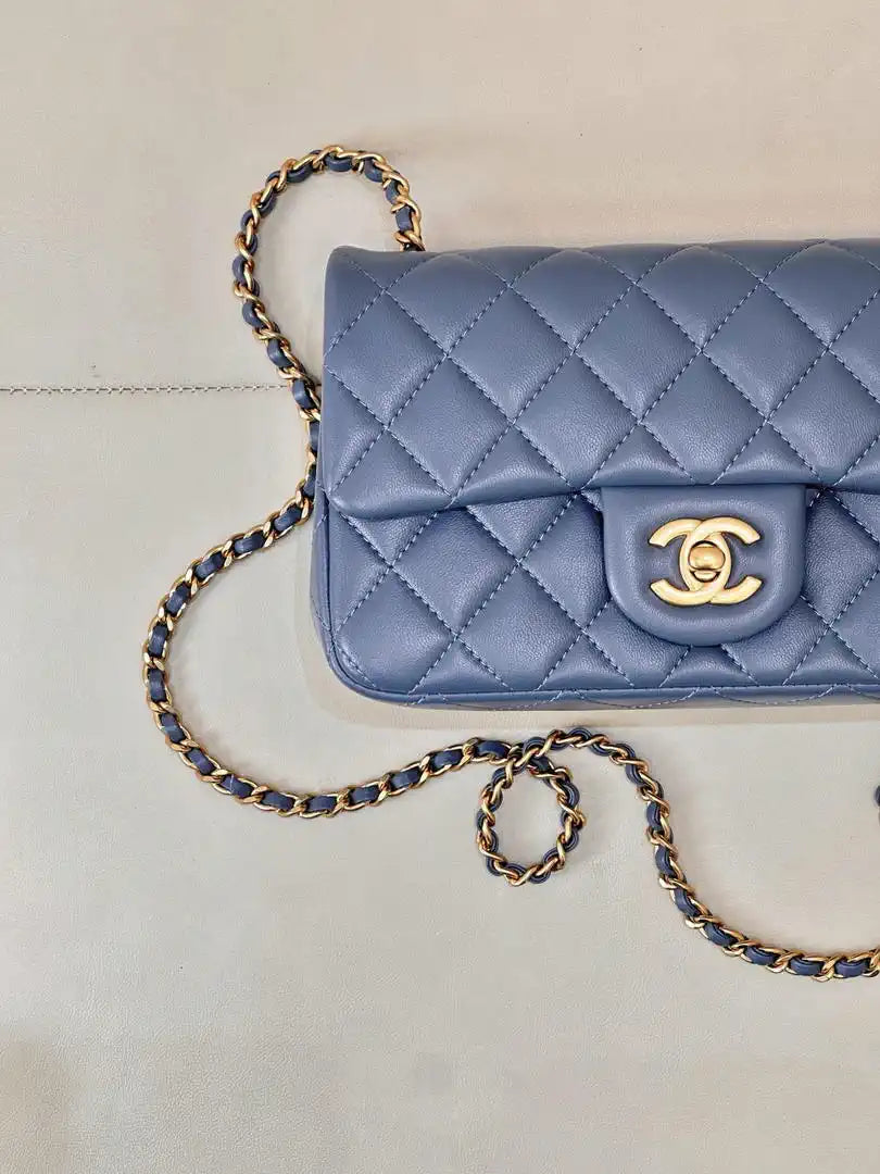 Chanel AS1787 Mini Flap Bag Lambskin Blue