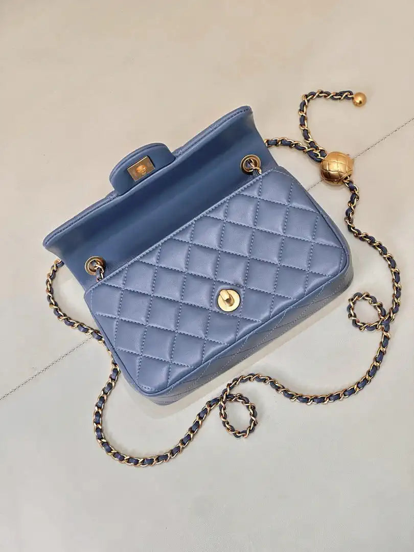 Chanel AS1787 Mini Flap Bag Lambskin Blue
