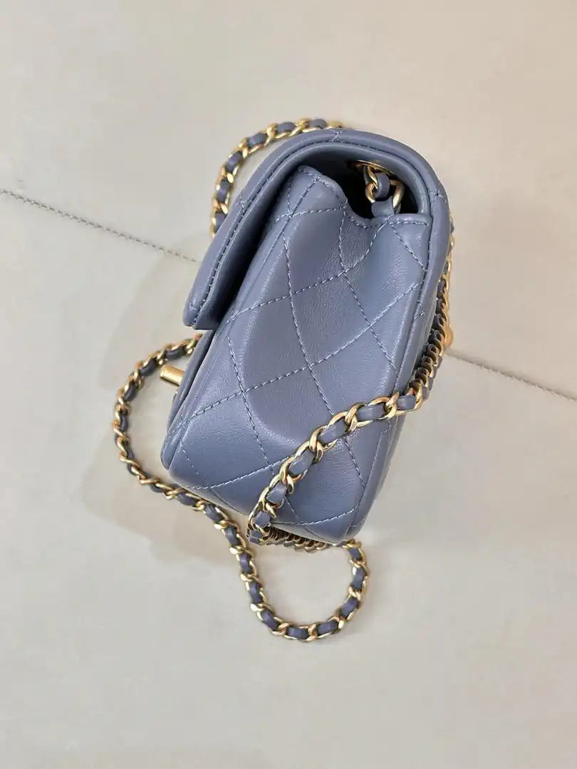 Chanel AS1787 Mini Flap Bag Lambskin Blue