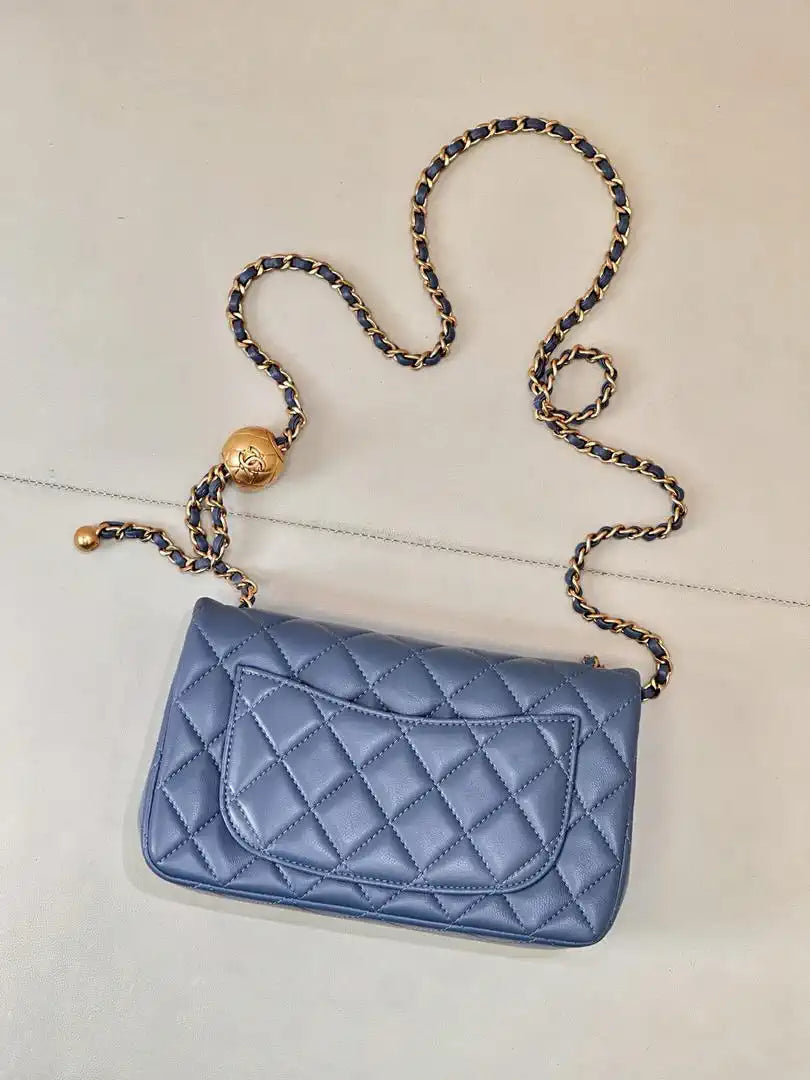 Chanel AS1787 Mini Flap Bag Lambskin Blue