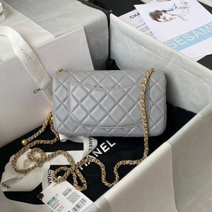 Chanel AS1787 Mini Flap Bag Lambskin Gray Gold - Default Title - View 2
