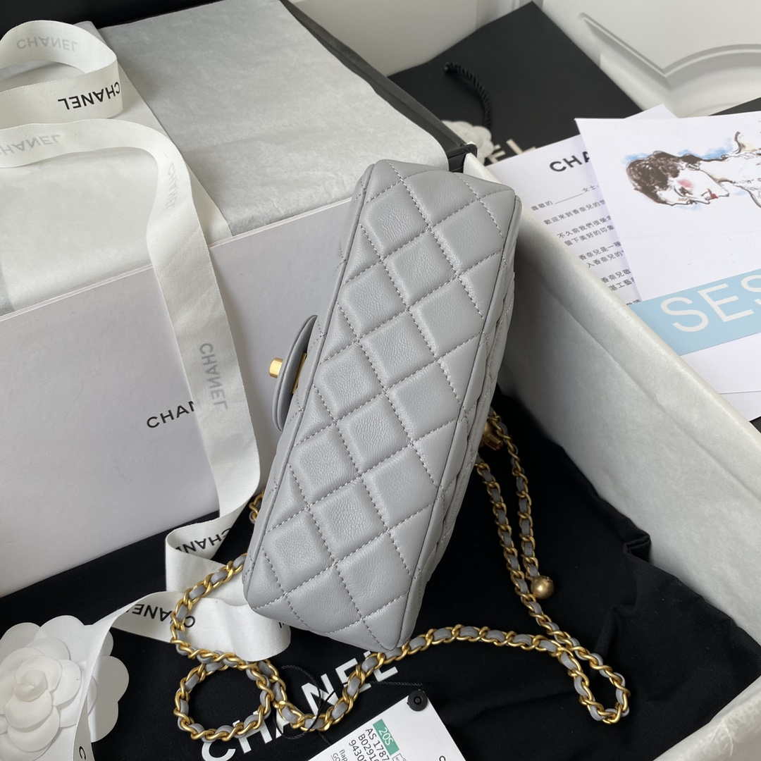 Chanel AS1787 Mini Flap Bag Lambskin Gray Gold - Default Title - View 5