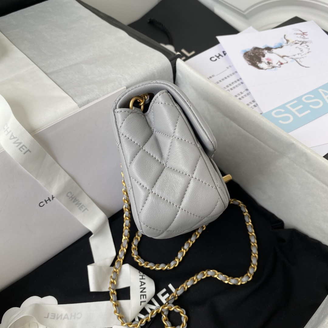 Chanel AS1787 Mini Flap Bag Lambskin Gray Gold - Default Title - View 6