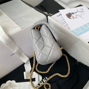 Chanel AS1787 Mini Flap Bag Lambskin Gray Gold - Default Title - View 6