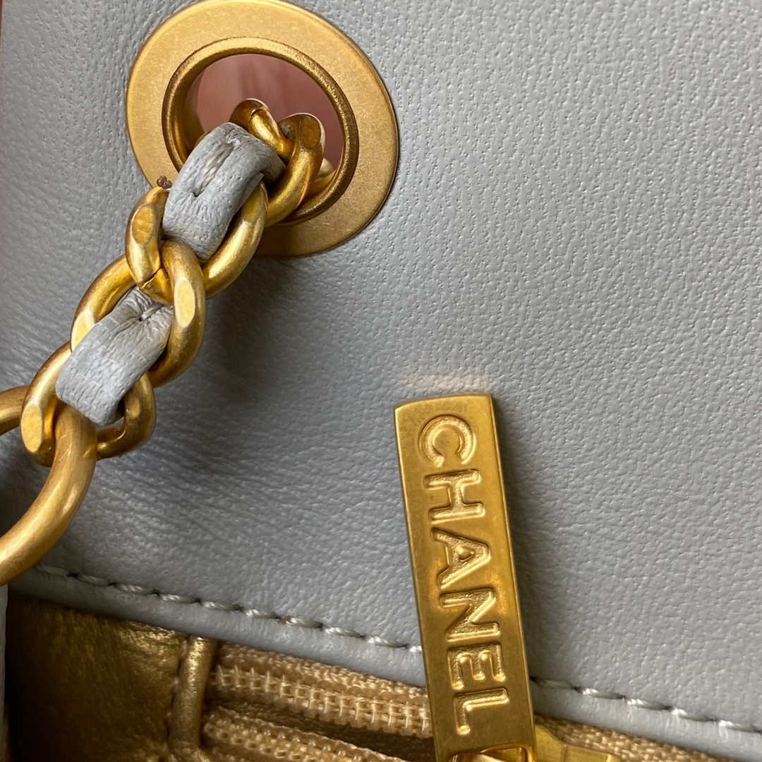 Chanel AS1787 Mini Flap Bag Lambskin Gray Gold - Default Title - View 9