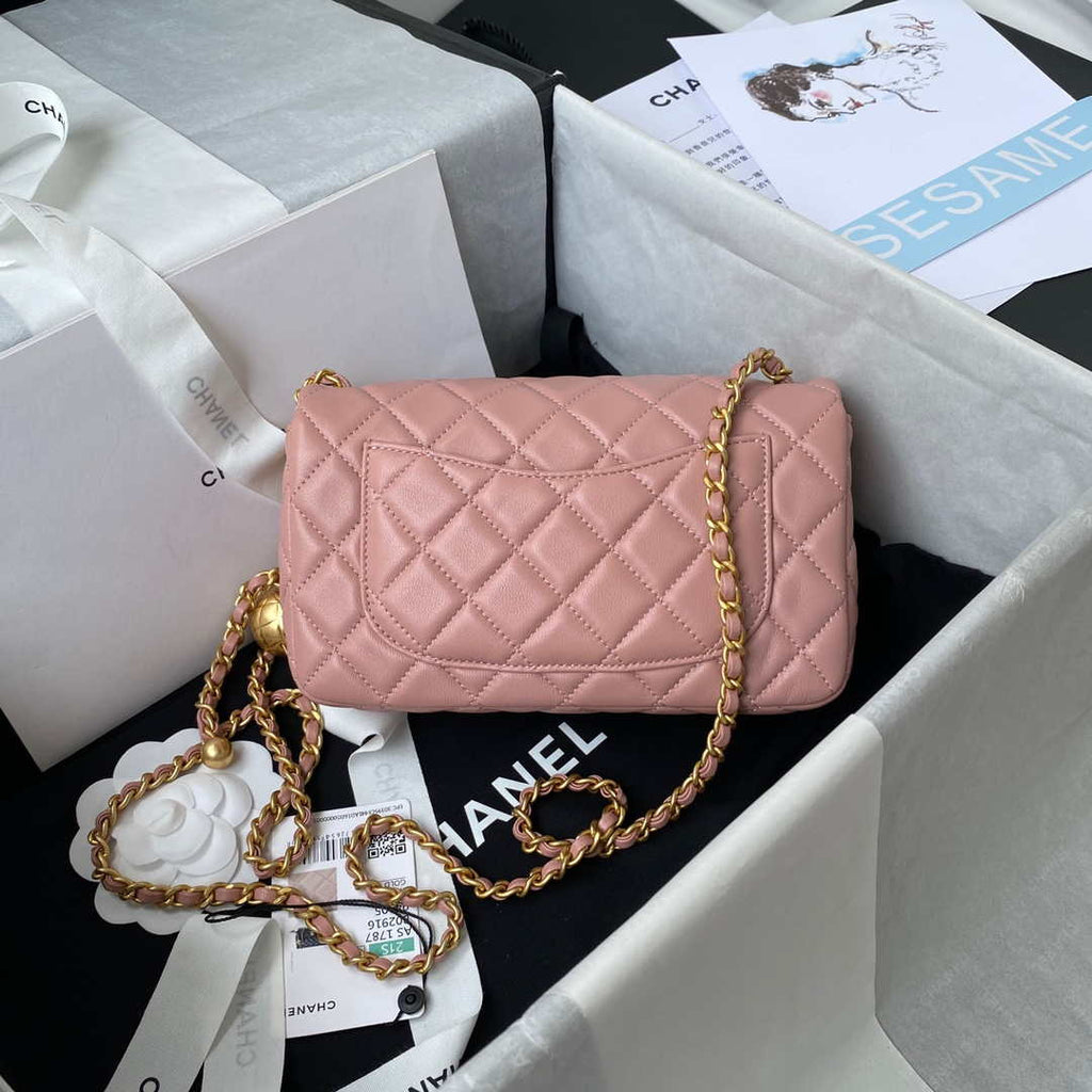Chanel AS1787 Mini Flap Bag Lambskin Light Pink Gold