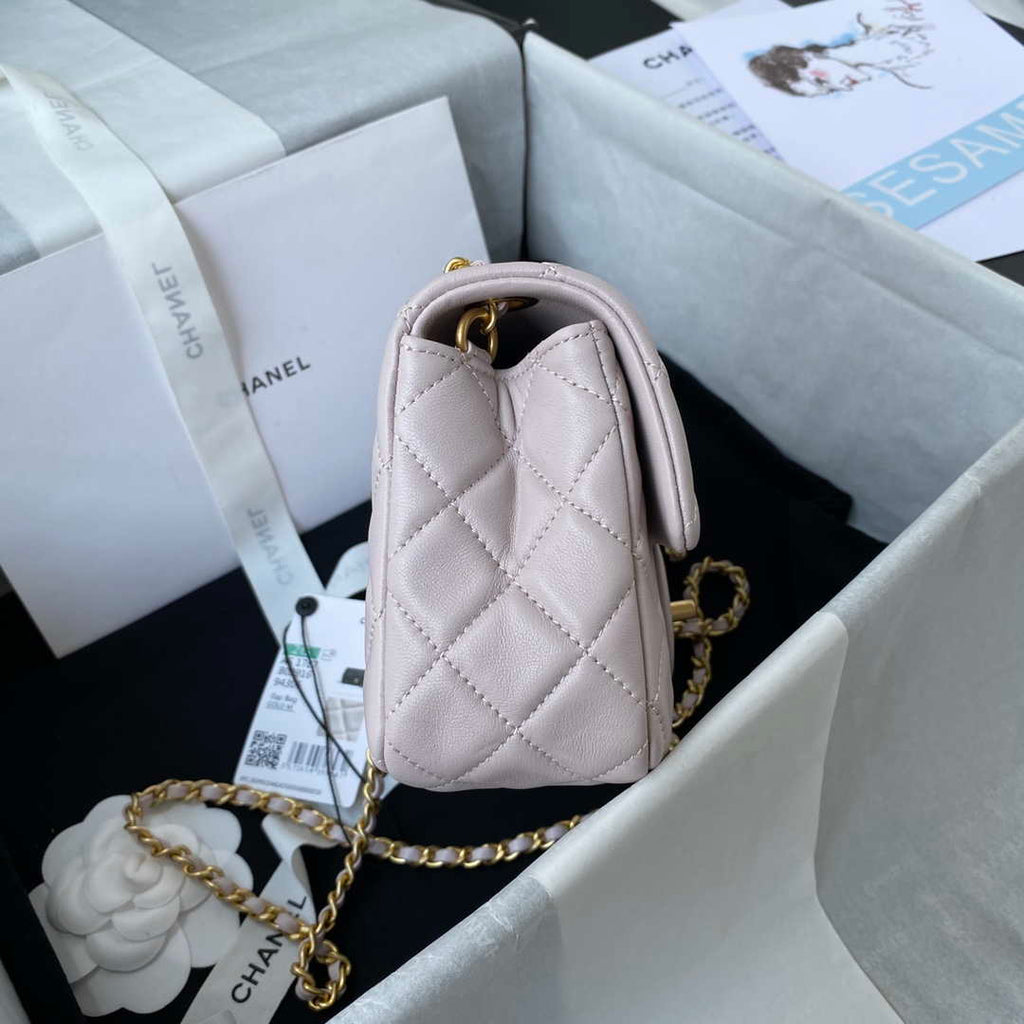Chanel AS1787 Mini Flap Bag Lambskin Light Purple Gold