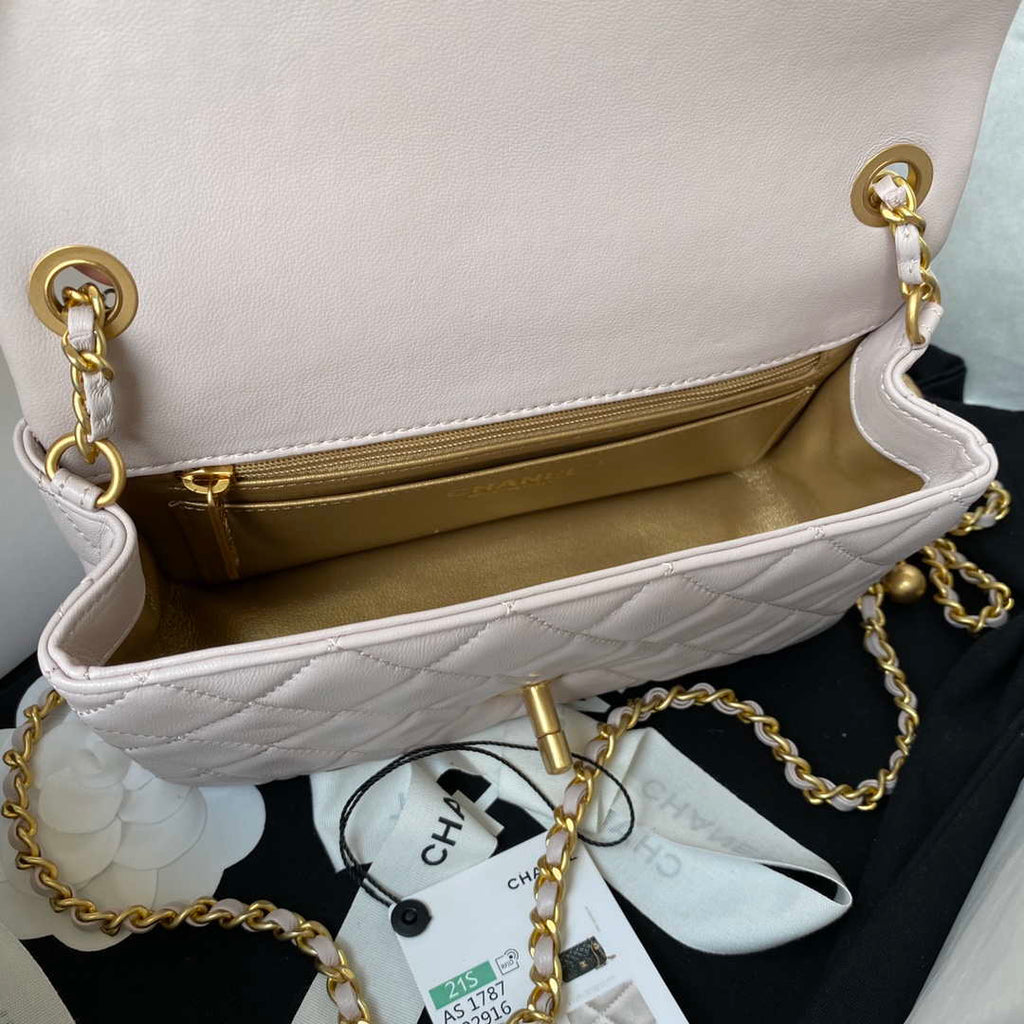 Chanel AS1787 Mini Flap Bag Lambskin Light Purple Gold