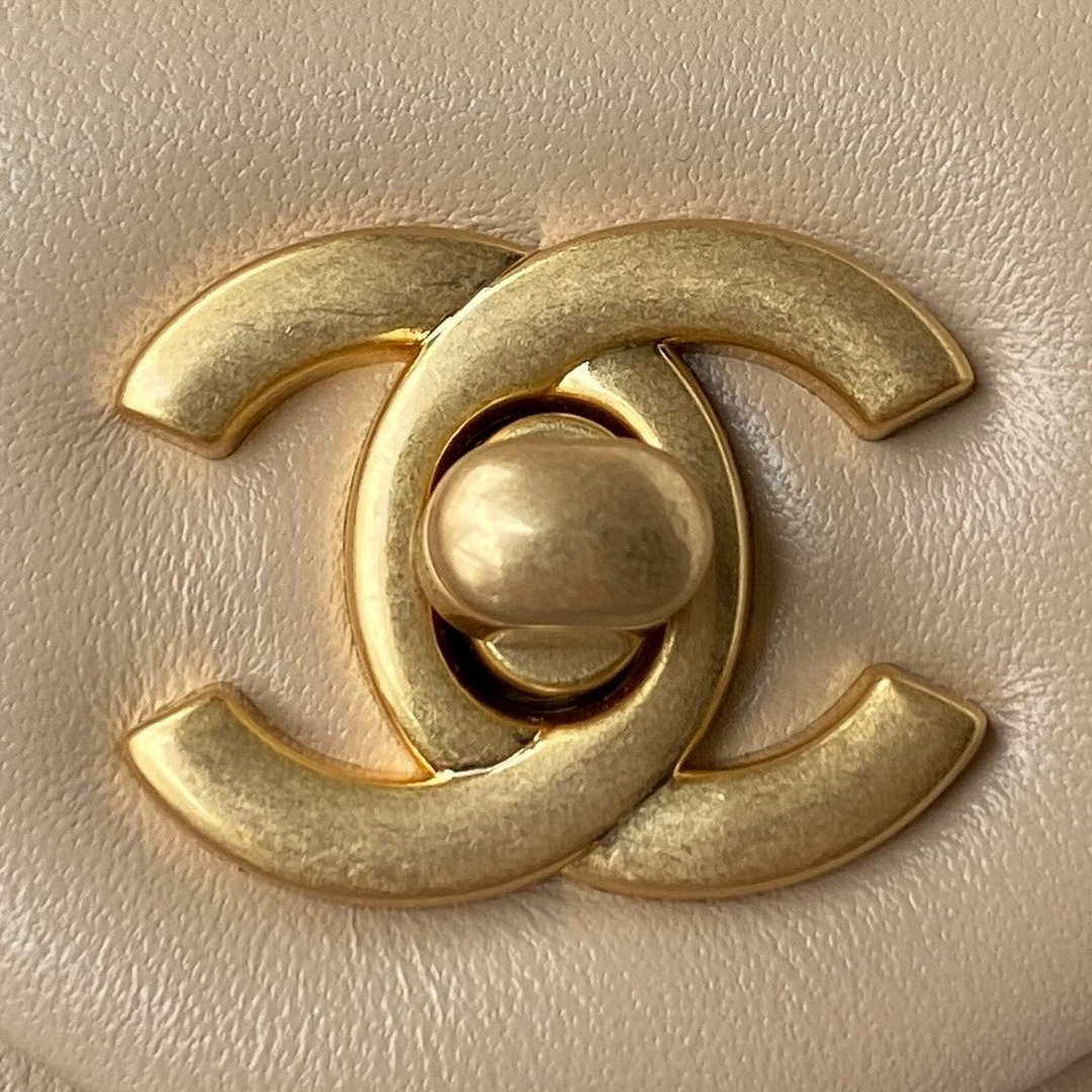 Chanel AS1787 Mini Flap Bag Lambskin Apricot Gold - Default Title - View 3