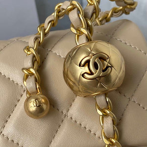 Chanel AS1787 Mini Flap Bag Lambskin Apricot Gold - Default Title - View 4