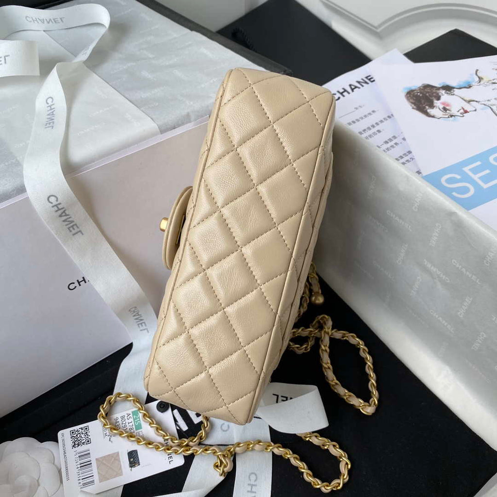 Chanel AS1787 Mini Flap Bag Lambskin Apricot Gold