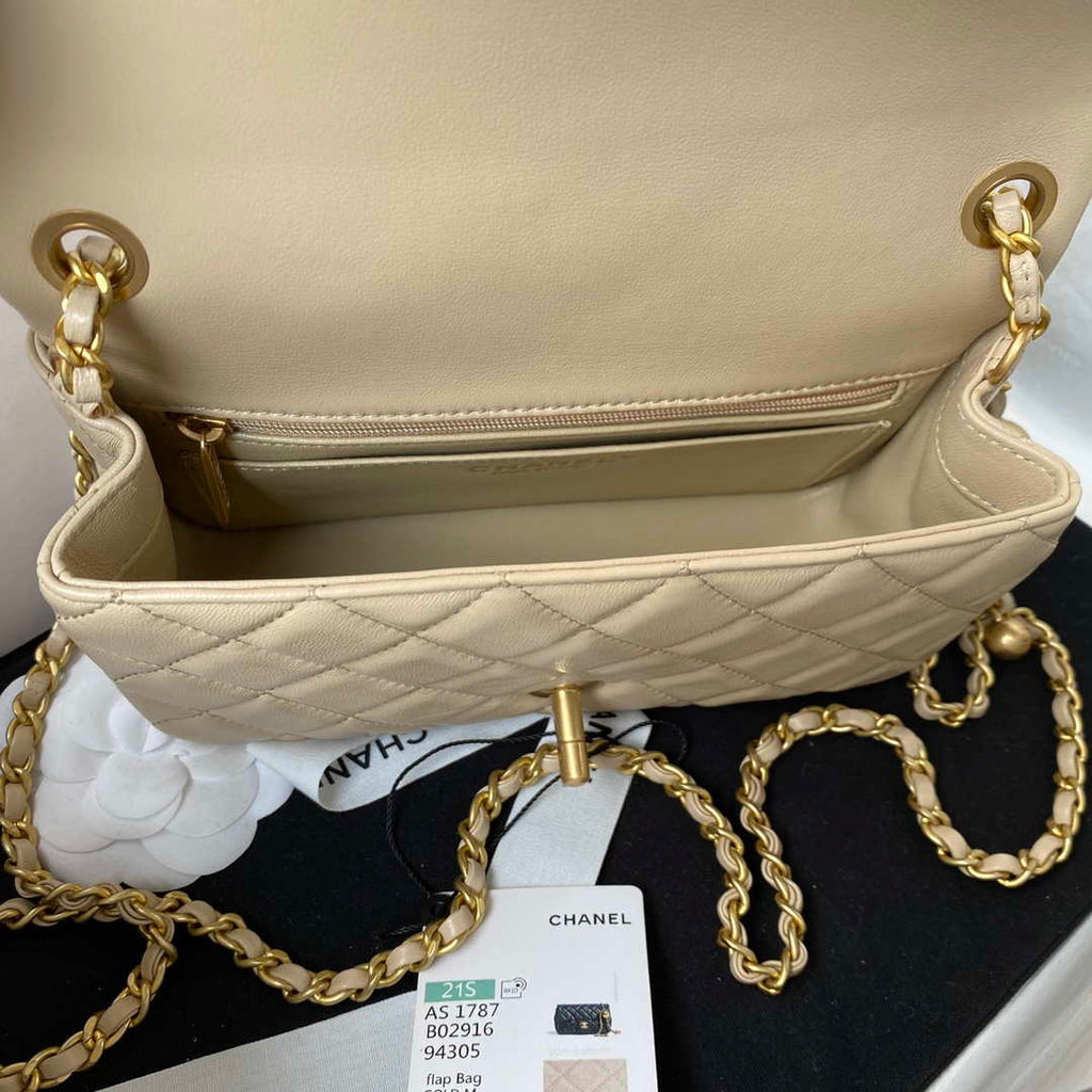 Chanel AS1787 Mini Flap Bag Lambskin Apricot Gold