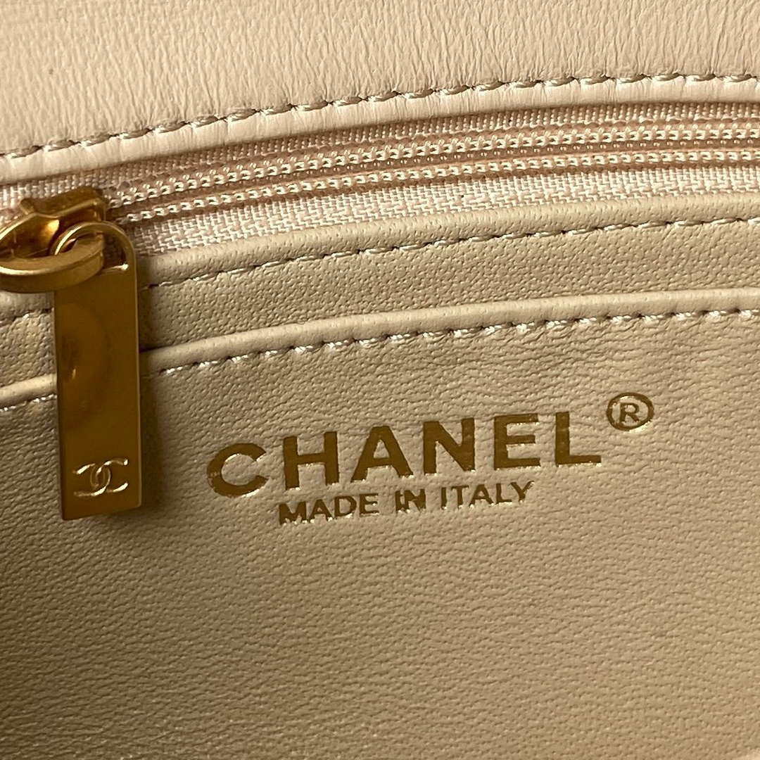 Chanel AS1787 Mini Flap Bag Lambskin Apricot Gold - Default Title - View 8