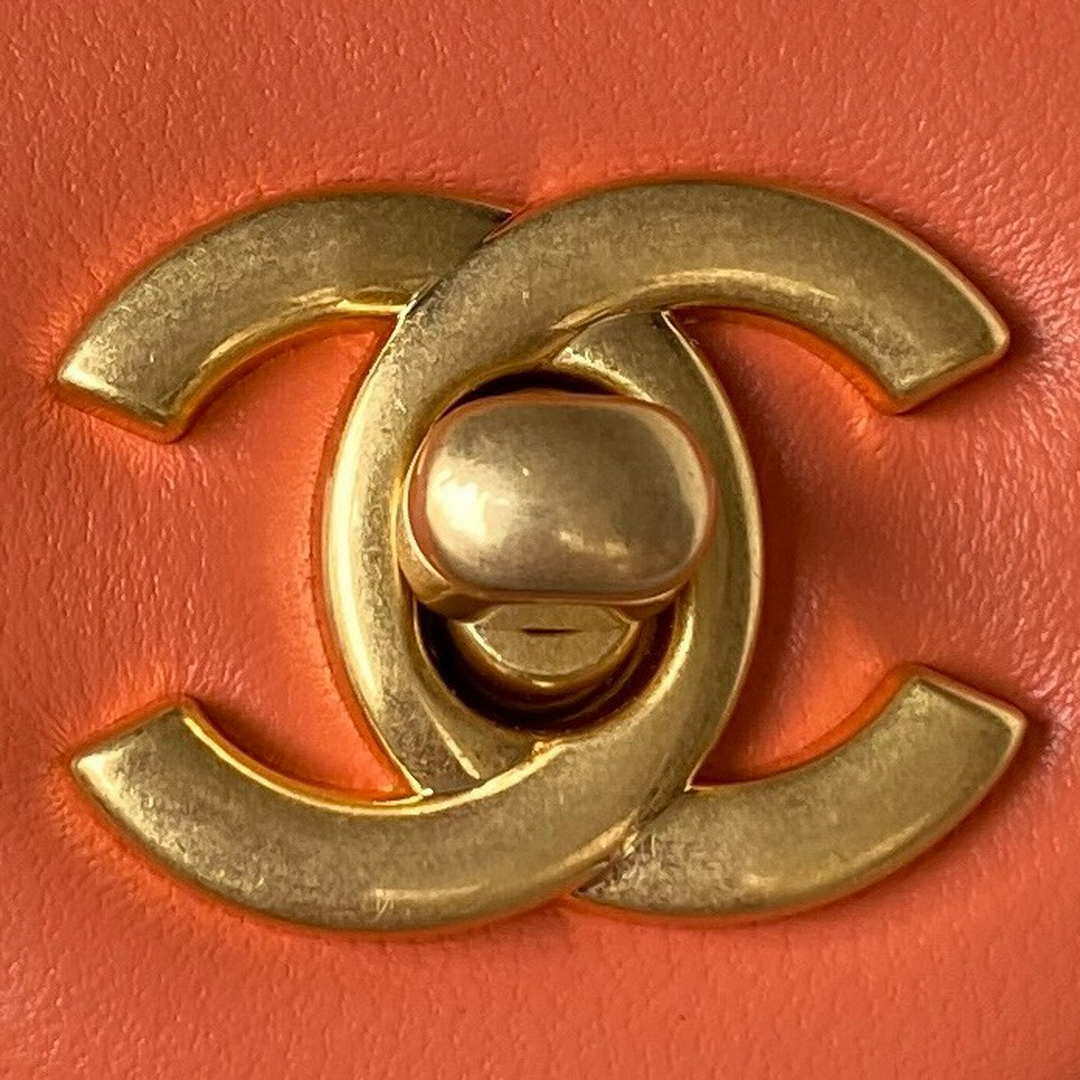 Chanel AS1787 Mini Flap Bag Lambskin Orange Gold - Default Title - View 3