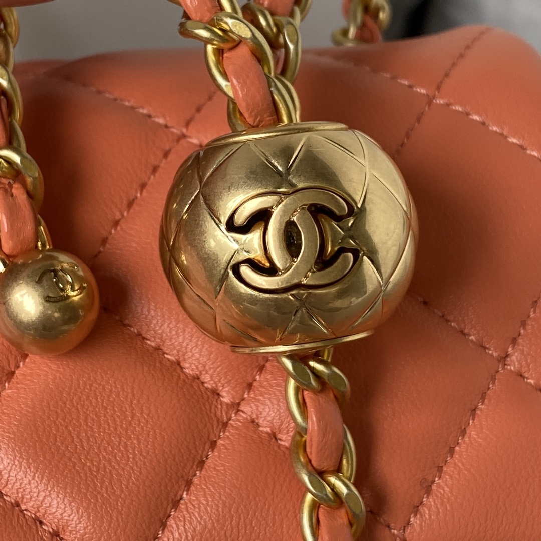 Chanel AS1787 Mini Flap Bag Lambskin Orange Gold - Default Title - View 4