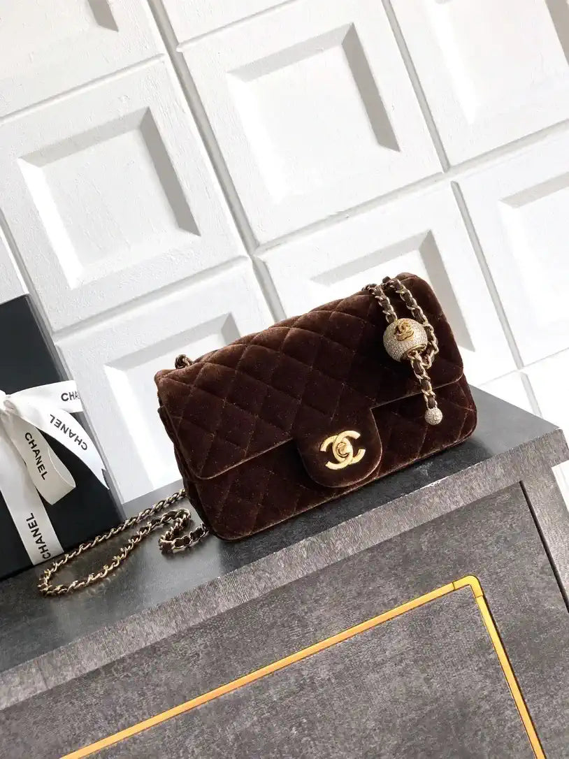 Chanel AS1787 Mini Flap Bag 25B Velvet Brown