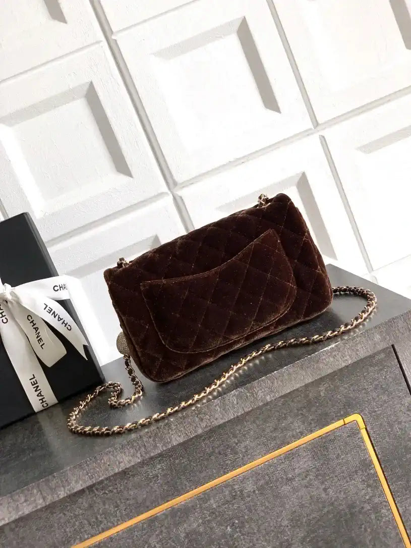 Chanel AS1787 Mini Flap Bag 25B Velvet Brown