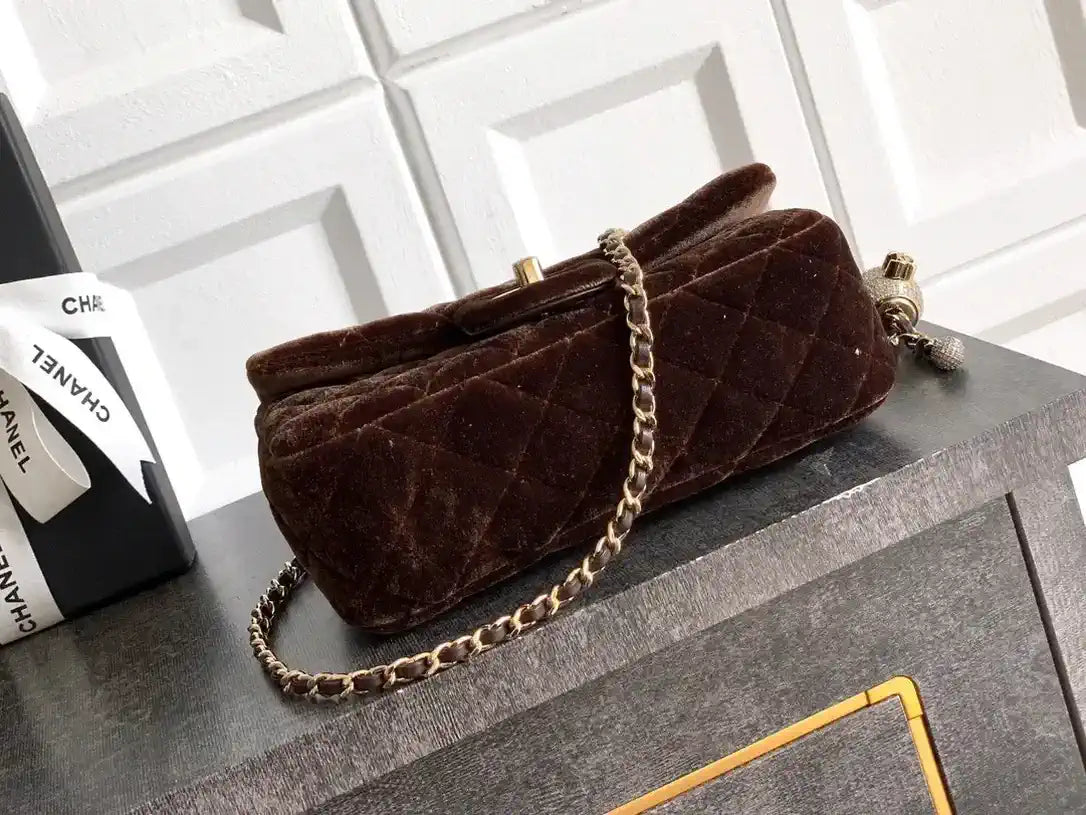 Chanel AS1787 Mini Flap Bag 25B Velvet Brown