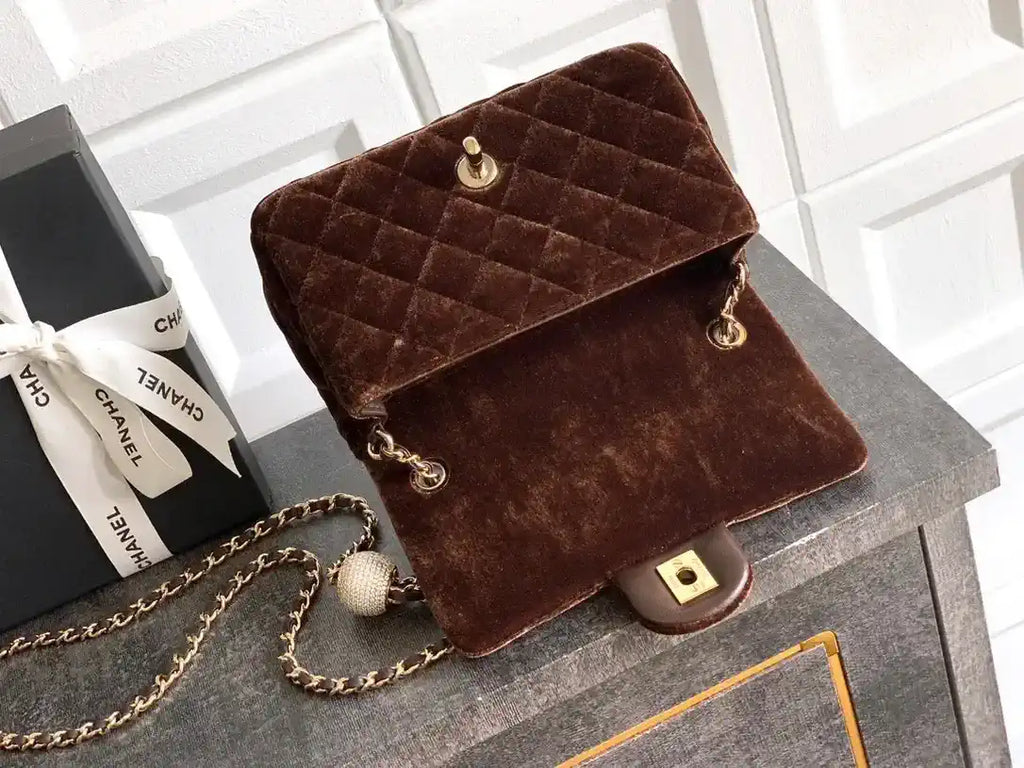 Chanel AS1787 Mini Flap Bag 25B Velvet Brown