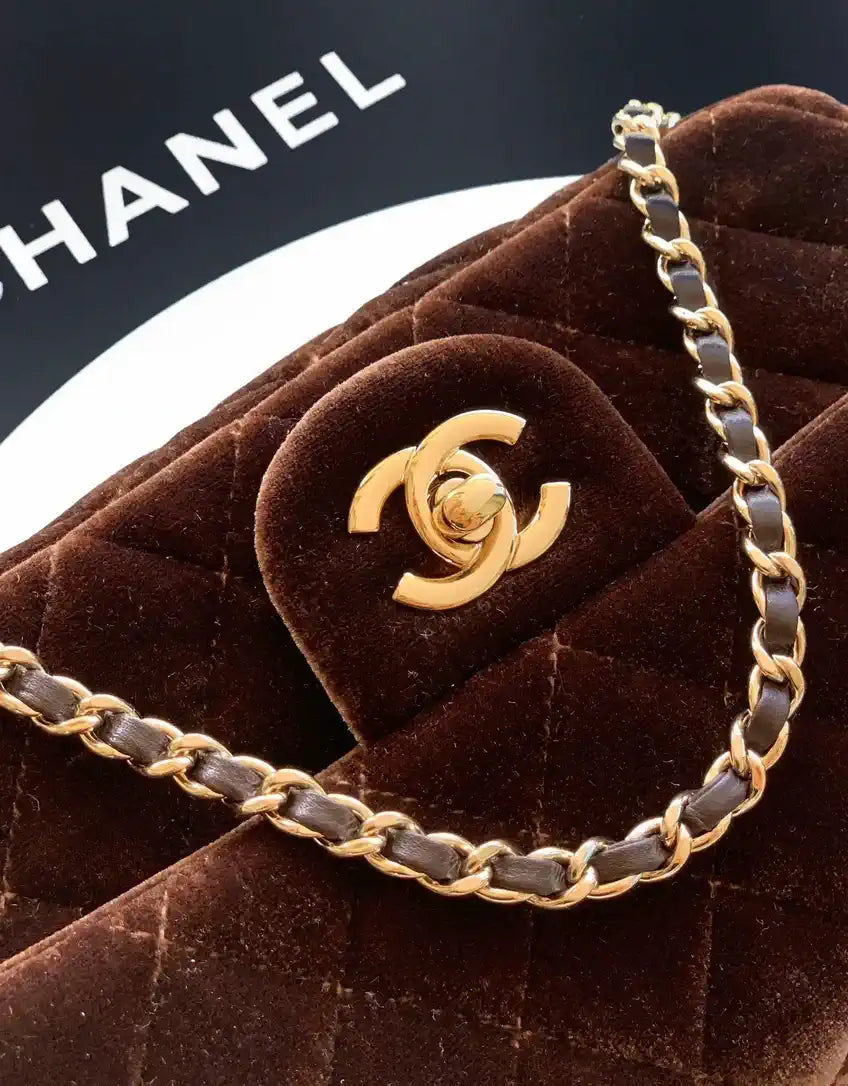 Chanel AS1787 Mini Flap Bag 25B Velvet Brown