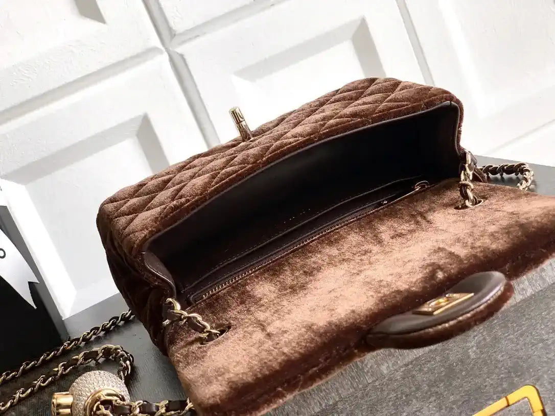 Chanel AS1787 Mini Flap Bag 25B Velvet Brown
