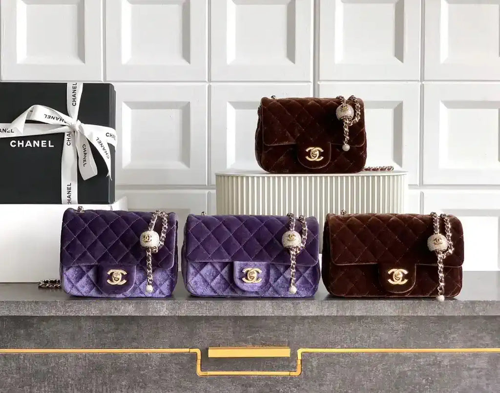 Chanel AS1787 Mini Flap Bag 25B Velvet Brown