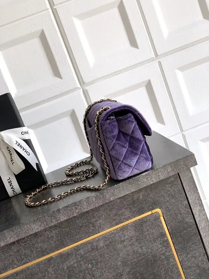Chanel AS1787 Mini Flap Bag 25B Velvet Purple