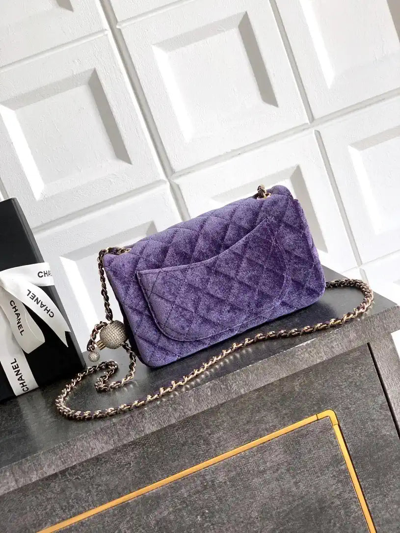 Chanel AS1787 Mini Flap Bag 25B Velvet Purple