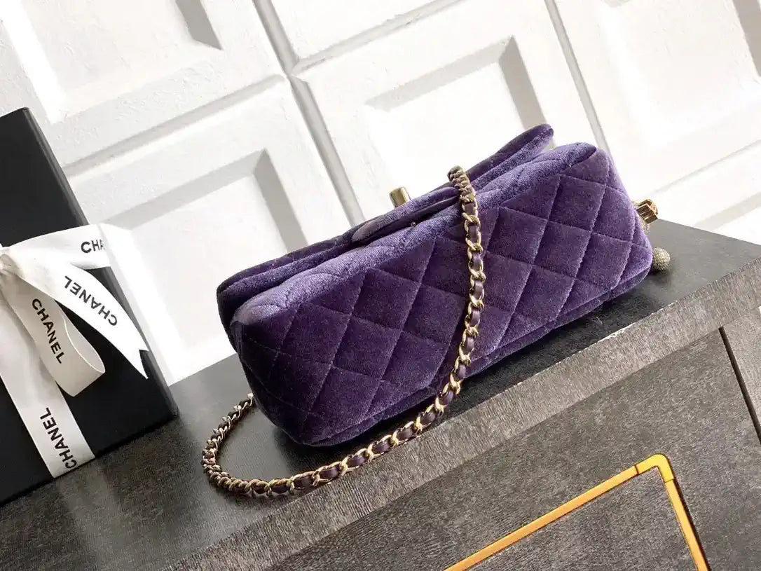 Chanel AS1787 Mini Flap Bag 25B Velvet Purple