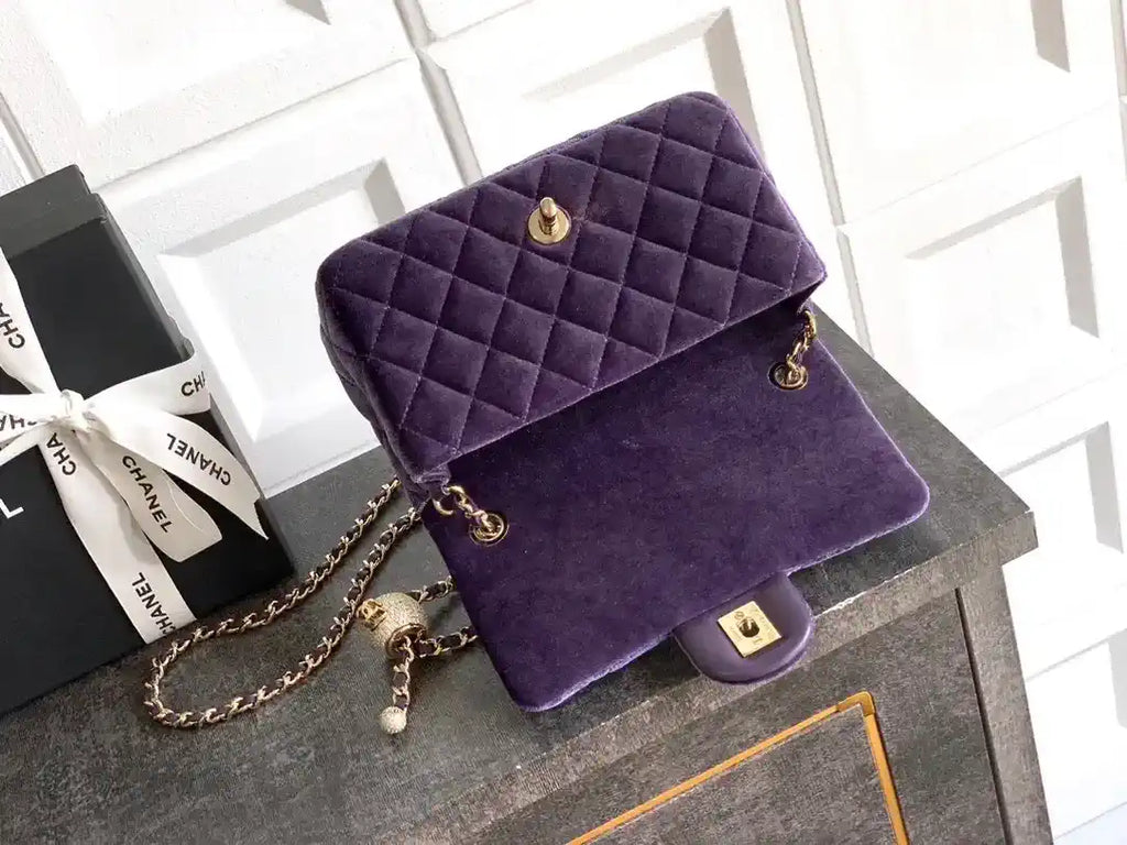 Chanel AS1787 Mini Flap Bag 25B Velvet Purple